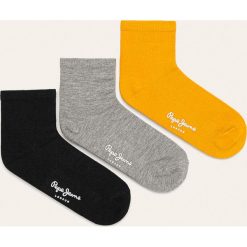 Pepe Jeans - Skarpetki Cora (3-pack). Żółte skarpetki damskie Pepe Jeans, bez wzorów, z jeansu. W wyprzedaży za 49,90 zł.