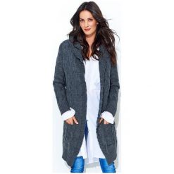 Numinou sweter damski NU_s36 uniwersalny, szary. Szare swetry damskie Numinou, s, w paski, eleganckie, z długim rękawem, długie, z kapturem. Za 269,00 zł.