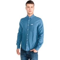 Calvin Klein Koszula Niebieski. Niebieskie koszule męskie Calvin Klein, l, bez wzorów, z bawełny, bez kołnierzyka, z długim rękawem. Za 378,95 zł.