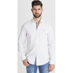 KOSZULA TRUSSARDI JEANS. Białe koszule męskie m, z haftami, z elastanu. Za 189,50 zł.
