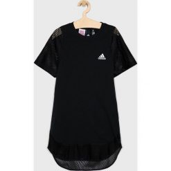 Adidas Performance - Sukienka 140-170. Czarne sukienki dziewczęce adidas Performance, z nadrukiem, z elastanu, casualowe, z krótkim rękawem, krótkie, mini, proste. Za 149,90 zł.