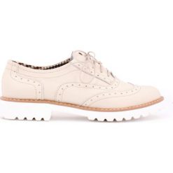 Półbuty - skóra naturalna - model 258 - kolor beżowy bąbelki. Brązowe półbuty damskie Zapato, bez wzorów, ze skóry, bez obcasa, bez zapięcia. W wyprzedaży za 173,40 zł.