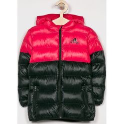 Adidas Performance - Kurtka dziecięca 116-170 cm. Czarne kurtki dziewczęce marki adidas Performance, bez wzorów, z poliesteru, krótkie, z kapturem. W wyprzedaży za 179,90 zł.