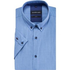 Koszula SIMONE KKNS000017. Niebieskie koszule męskie Giacomo Conti, m, bez wzorów, z bawełny, button down, z krótkim rękawem. Za 199,00 zł.
