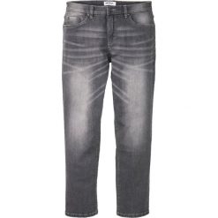 Dżinsy ze stretchem Regular Fit Straight bonprix szary denim. Szare jeansy męskie bonprix, m, bez wzorów. Za 99,99 zł.