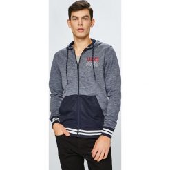 Jack & Jones - Bluza. Niebieskie bluzy męskie Jack & Jones, m, z nadrukiem, z bawełny, z kapturem, bez rękawów, z kapturem. W wyprzedaży za 119,90 zł.