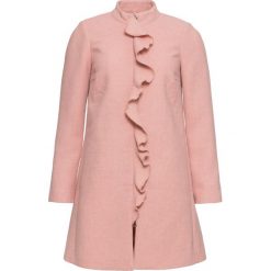 Płaszcz wełniany z falbanami bonprix stary jasnoróżowy. Różowe płaszcze damskie bonprix, z wełny, eleganckie. Za 109,99 zł.