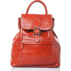 Plecaki damskie: Skórzany plecak w kolorze czerwonym - 30 x 37 x 13 cm