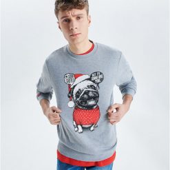Bluza z motywem świątecznym - Jasny szary. Szare bluzy męskie rozpinane Cropp, l. Za 79,99 zł.