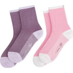 Zestaw 2 par wysokich skarpet damskich TOMMY HILFIGER - 393005001 Lilac Hint 027. Różowe skarpetki damskie marki TOMMY HILFIGER, bez wzorów, z bawełny. Za 49,99 zł.