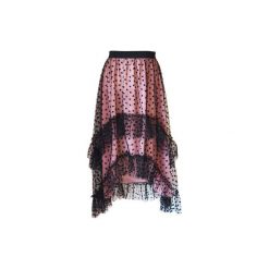 Spódnica Catherine Pink Heart. Różowe spódniczki damskie marki Elevenstory, bez wzorów, z szyfonu, krótkie, mini, asymetryczne. Za 180,00 zł.