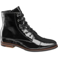 Botki damskie 5th Avenue czarne. Czarne botki damskie na zamek marki 5th Avenue, z lakierowanej skóry, na sznurówki. Za 239,90 zł.