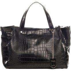 Shopper bag damskie: Skórzana torebka w kolorze czarnym – 40 x 22 x 17 cm