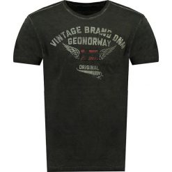 Koszulka "Jross" w kolorze czarnym. Czarne koszulki męskie Geographical Norway Men, m, z nadrukiem, z bawełny, z okrągłym kołnierzem, bez rękawów. W wyprzedaży za 64,95 zł.