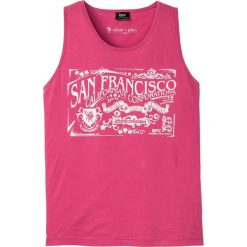 Tank top z nadrukiem bonprix różowy z nadrukiem. Różowe koszulki męskie bonprix, xl, z nadrukiem, bez kołnierzyka, bez rękawów. Za 29,99 zł.