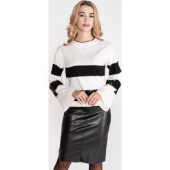 TWINSET Sweter Biały. Białe bluzy damskie Twinset, m, w paski, z wiskozy, bez rękawów, bez kaptura. Za 654,95 zł.
