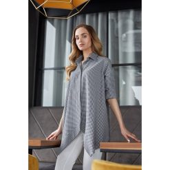 Jade luźna koszula w krateczkę - czarna. Czarne koszule damskie Stylove, na co dzień, s, w kratkę, z elastanu, eleganckie, bez kołnierzyka, bez rękawów. Za 159,00 zł.