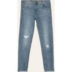 Guess Jeans - Jeansy dziecięce 125-175 cm. Niebieskie jeansy dziewczęce Guess Jeans, z aplikacjami, z elastanu. Za 219,90 zł.