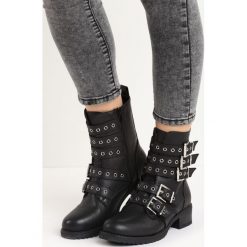 Buty zimowe damskie: Czarne Botki Metalise