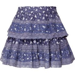 Spódnica LOVESHACKFANCY RUFFLE MINI. Niebieskie spódniczki damskie LoveShackFancy, w koronkowe wzory, z denimu, mini. W wyprzedaży za 1096,00 zł.