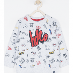 Koszulka. Szare t-shirty chłopięce SUPER COOL, z aplikacjami, z elastanu, z długim rękawem. Za 31,90 zł.