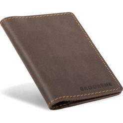 Skórzany cienki portfel slim wallet BRODRENE SW07 brązowy - c. brązowy. Pomarańczowe portfele męskie Brødrene, bez wzorów, ze skóry. Za 93,99 zł.