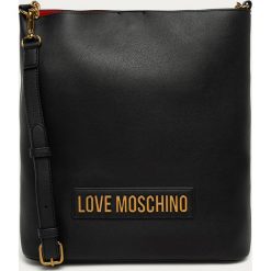 Love Moschino - Torebka. Czarne torby damskie na zakupy Love Moschino, w paski, ze skóry ekologicznej, na ramię, duże, z aplikacjami. Za 799,90 zł.