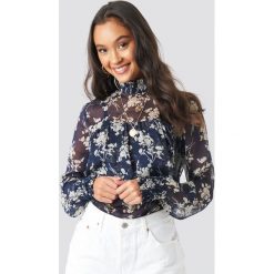 NA-KD Boho Smock Neck Layered Chiffon Top - Blue. Niebieskie topy damskie marki NA-KD Boho, bez wzorów, z szyfonu, bez kołnierzyka. Za 161,95 zł.