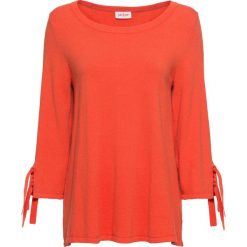 Sweter ze sznurowaniem, rękawy 3/4 bonprix mandarynkowy. Brązowe swetry klasyczne damskie bonprix, ze sznurowanym dekoltem. Za 79,99 zł.