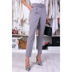 Spodnie OLENA GREY. Szare spodnie damskie IVET, bez wzorów, eleganckie, z podwyższonym stanem. W wyprzedaży za 69,00 zł.