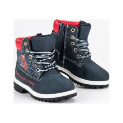 Buty dziecięce traperki Spider-Man granatowe r. 29. Szare buciki niemowlęce marki Merg, na zimę. Za 141,29 zł.