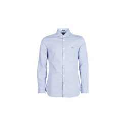 Koszule z długim rękawem Guess ALAMEDA. Niebieskie koszule męskie Guess, s, z aplikacjami, bez kołnierzyka, z długim rękawem. Za 309,00 zł.