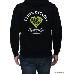 Bluza, dwustronny nadruk. I love cycling. Czarne bluzy męskie marki Pakamera, m, z nadrukiem, z kapturem. Za 199,00 zł.