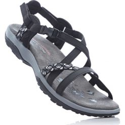 Sandały Skechers bonprix czarny. Czarne sandały damskie bonprix, w paski, bez obcasa, z paskami. Za 219,99 zł.