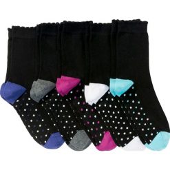 Skarpetki damskie (5 par) bonprix czarny w groszki. Czarne skarpetki damskie bonprix, w grochy. Za 34,95 zł.