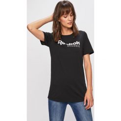 Reebok Classic - T-shirt. Czarne t-shirty damskie Reebok Classic, s, z nadrukiem, z elastanu, z okrągłym kołnierzem. W wyprzedaży za 99,90 zł.
