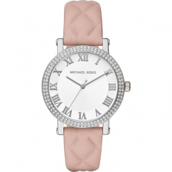 Zegarek kwarcowy "Norie" w kolorze jasnoróżowo-srebrnym. Szare, analogowe zegarki damskie marki Michael Kors, srebrne. W wyprzedaży za 522,95 zł.