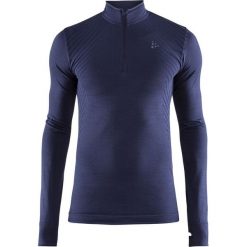 Craft koszulka męska Fuseknit Comfort Zip niebieska XL. Niebieskie koszulki męskie termoaktywne Craft, xl, bez wzorów, bez kołnierzyka, z długim rękawem, długie, outdoorowe. Za 189,00 zł.