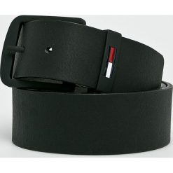 Tommy Jeans - Pasek skórzany. Czarne paski męskie Tommy Jeans, w paski, z jeansu. Za 199,90 zł.