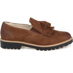 Półbuty - skóra naturalna - model 247 - kolor brązowy przecierka. Pomarańczowe półbuty damskie Zapato, bez wzorów, ze skóry, bez obcasa, bez zapięcia. W wyprzedaży za 173,40 zł.