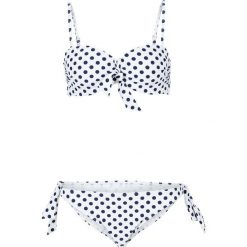 Bikini na fiszbinach (2 części) bonprix biało-niebieski. Białe stroje kąpielowe damskie bonprix, bez wzorów. Za 89,99 zł.