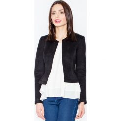 Krótki Czarny Żakiet bez Zapięcia. Czarne marynarki damskie FIGL, s, bez wzorów, z elastanu. Za 159,90 zł.