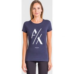 T-SHIRT ARMANI EXCHANGE. Niebieskie t-shirty damskie Armani Exchange, xs, z nadrukiem, z bawełny, z okrągłym kołnierzem. Za 209,00 zł.