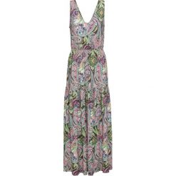 Długa sukienka z dżerseju bonprix oliwkowy "paisley". Zielone sukienki damskie bonprix, na lato, bez wzorów, z dżerseju, z dekoltem w serek, z długim rękawem, długie, maxi. Za 109,99 zł.