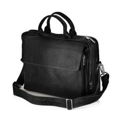 Skórzana męska torba, na laptop Solier REMI czarna. Czarne torby męskie skórzane Solier, w paski, ze skóry, eleganckie, na ramię. Za 549,00 zł.