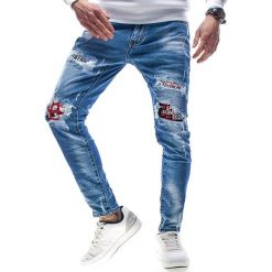 Spodnie jeansowe męskie niebieskie Recea. Niebieskie spodnie męskie Recea, s, bez wzorów, z jeansu, klasyczne. Za 119,99 zł.