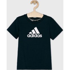 Adidas Performance - T-shirt dziecięcy 110-176 cm. Niebieskie t-shirty chłopięce marki adidas Performance, z nadrukiem, z bawełny, bez rękawów. Za 69,90 zł.