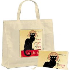 Torba "Chat" w kolorze beżowo-czerwonym na zakupy - 46 x 40 x 19 cm. Brązowe shopper bag damskie Éditions Clouet, z nadrukiem, z tworzywa sztucznego, z nadrukiem. W wyprzedaży za 24,95 zł.