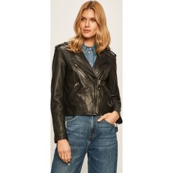 Pepe Jeans - Ramoneska skórzana Bera. Czarne kurtki damskie Pepe Jeans, s, bez wzorów, z poliesteru, krótkie, bez kaptura. W wyprzedaży za 999,90 zł.
