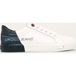 Cross Jeans - Tenisówki. Białe trampki i tenisówki damskie Cross Jeans, bez wzorów, z jeansu, na sznurówki. W wyprzedaży za 79,90 zł.